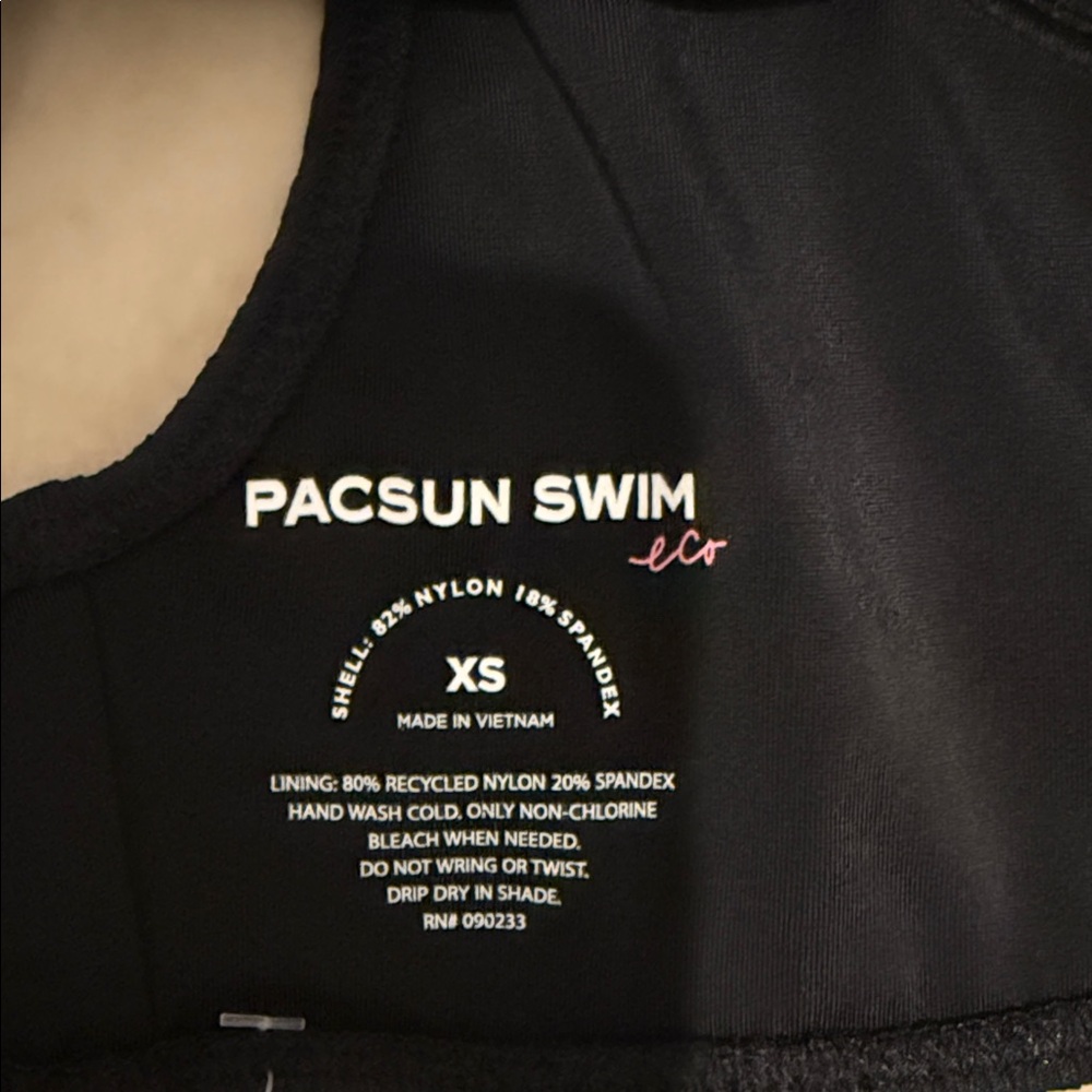 Pacsun Black Ribbed Bikini Top with Tie Front xs nwt